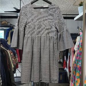 VASNA Gingham Dress (black & white)